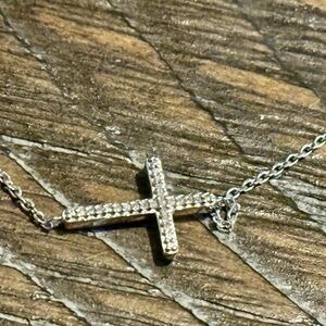 Elegant Silver and Diamond Cross Bracelet